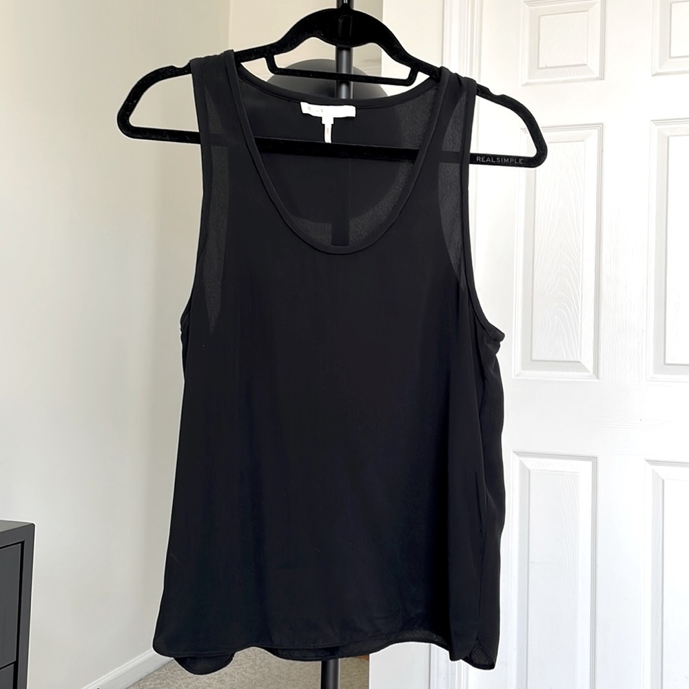 Maje black scoop neck 100% silk tank top US2